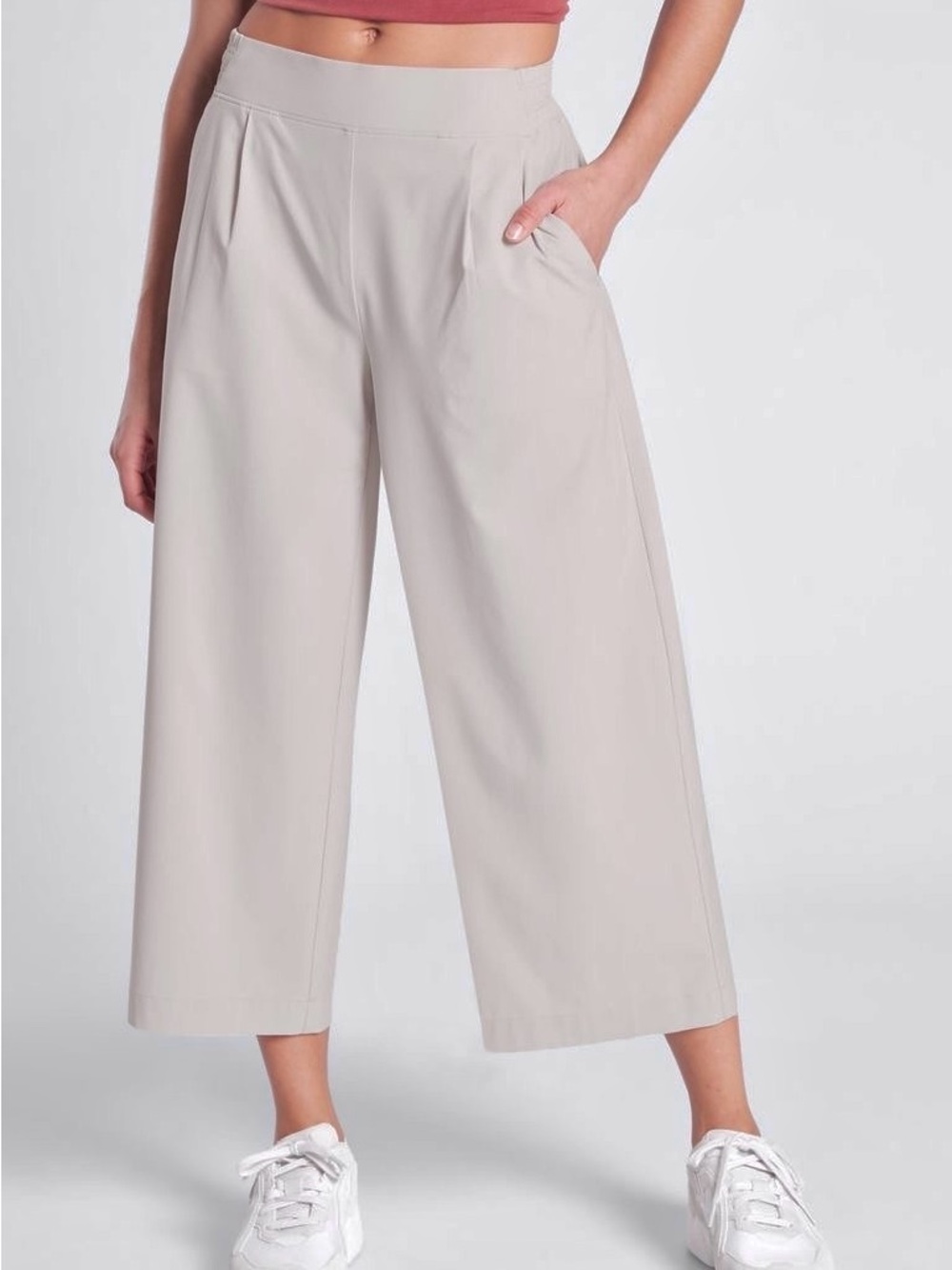 Athleta Brooklyn Wide Leg Crop Pant Abalone Gray Size 2